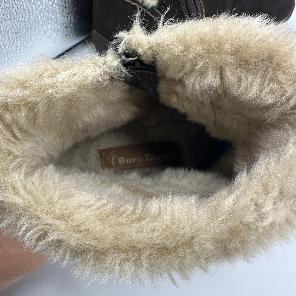 Baretraps Boots Womens Size 6 Brown Leather Faux Fur Ankle Zip Leanna Booties - Picture 9 of 12